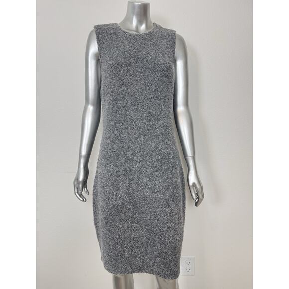 Donna Karan Sweater Dress Knit Midi Sleeveless Gray Stretch Wool M - Picture 1 of 13